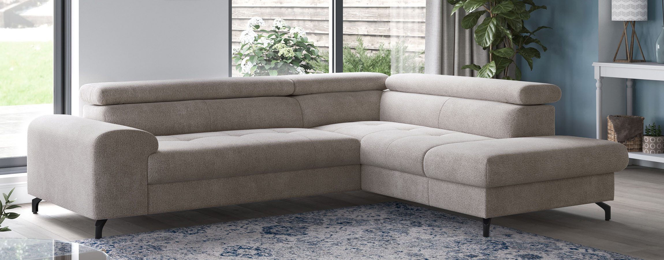 COTTA Ecksofa Aura L-Form, B: 260 cm, inkl. Schlaffunktion, auch in Cord, Kopfteile, extra Bettkasten, Fußhöhe 12cm, Liegefläche 176x123cm