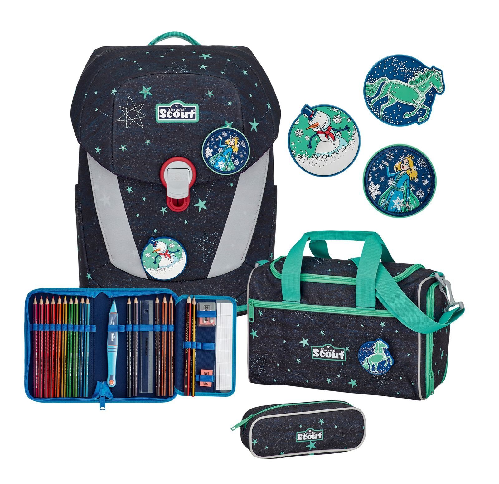 Scout Schulranzen Sunny II Set 5-teilig (Set, 4-tlg)