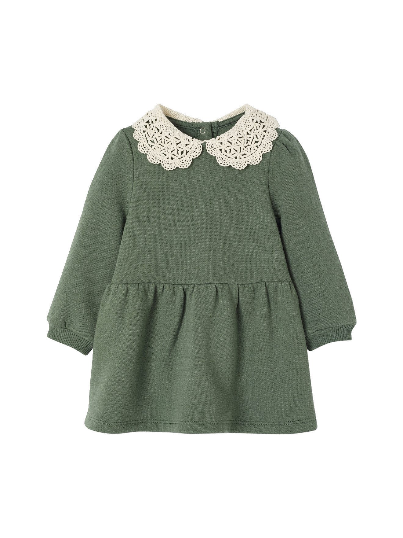 vertbaudet Sweatkleid Mädchen Baby Sweatkleid mit Häkelkragen