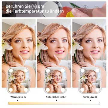 Fine Life Pro Kosmetikspiegel (360°Drehbar 22 x 25 cm Spiegel), mit 4 Verstellbaren LED und 3 Farbe Licht,Touch-Steuerung