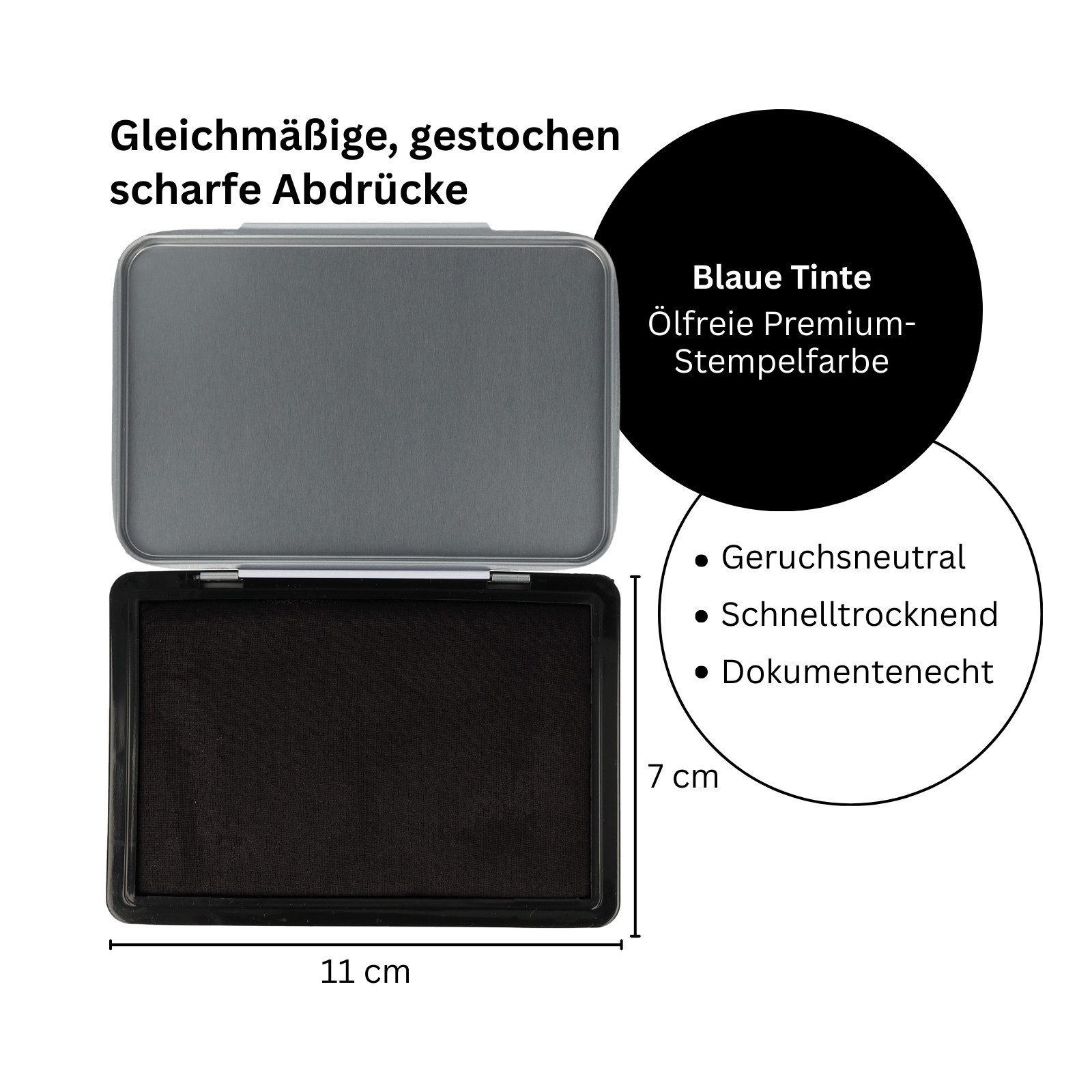 WESTCOTT No. 2 Schwarz (4er-Set), 7 x 11 cm Stempelkissen in Metallgehäuse Stempelkissen (Vorteilspack, 4-tlg., Vorgetränkt und nachfüllbar)