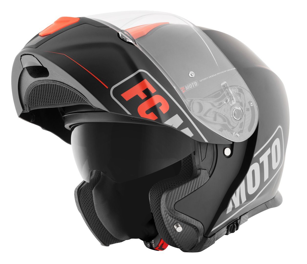 FC-Moto Motorradhelm Novo Straight Klapphelm, Integriertes Sonnenvisier