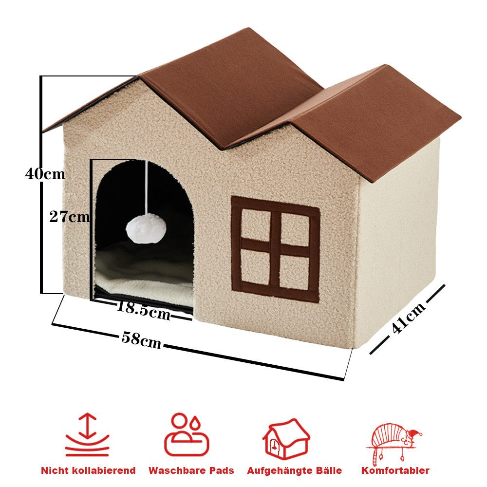 Zedelmaier Tierhaus Katzenhöhle, Katzenhaus,Katzenbetten, mit Spielball, günstig online kaufen
