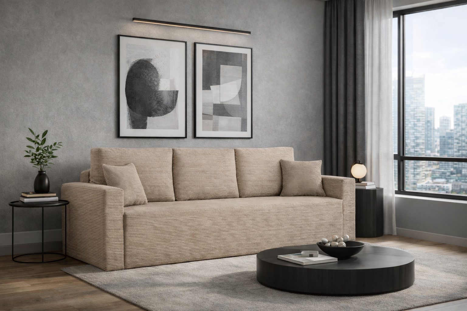 Kaiser Möbel Sofa Modernes Sofa ZOOM mit Schlaffunktion, mit Bettfunktion und Bettzeugbehälter