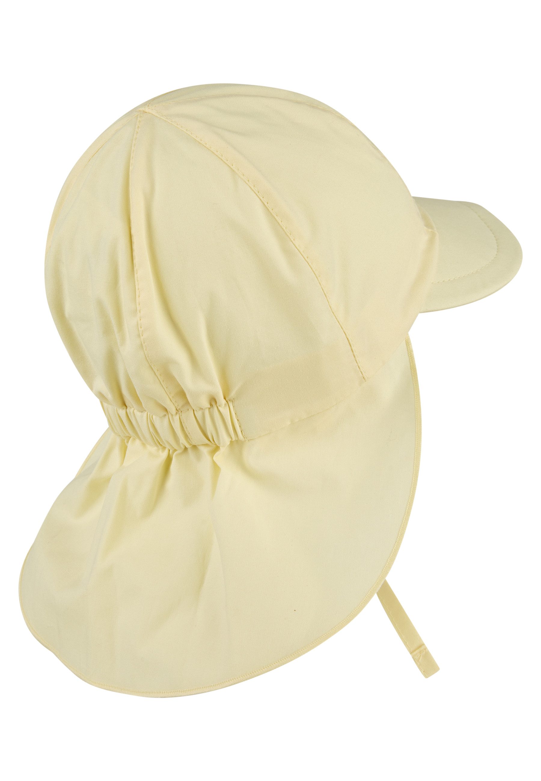 Sterntaler® Schirmmütze 50+ Schirmmütze mit Nackenschutz uni (1-St) Kinderhut aus UV-Popeline mit Bindeband und UV-Schutz 50+