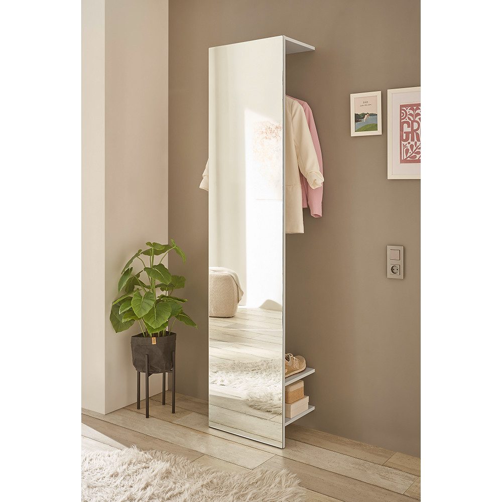 Lomadox Garderobenpaneel CRISP-61, in weiß, mit Spiegel, 3 Böden und 1 Klei günstig online kaufen