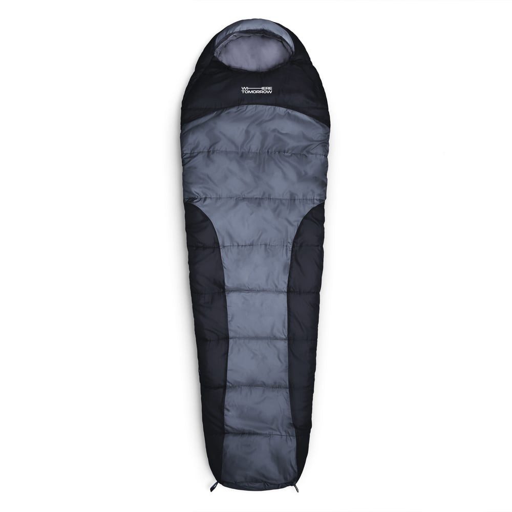 Lumaland Mumienschlafsack Where Tomorrow Camping Schlafsack mit Tasche, wasserabweisend Wärmekragen atmungsaktiv 230x80x55