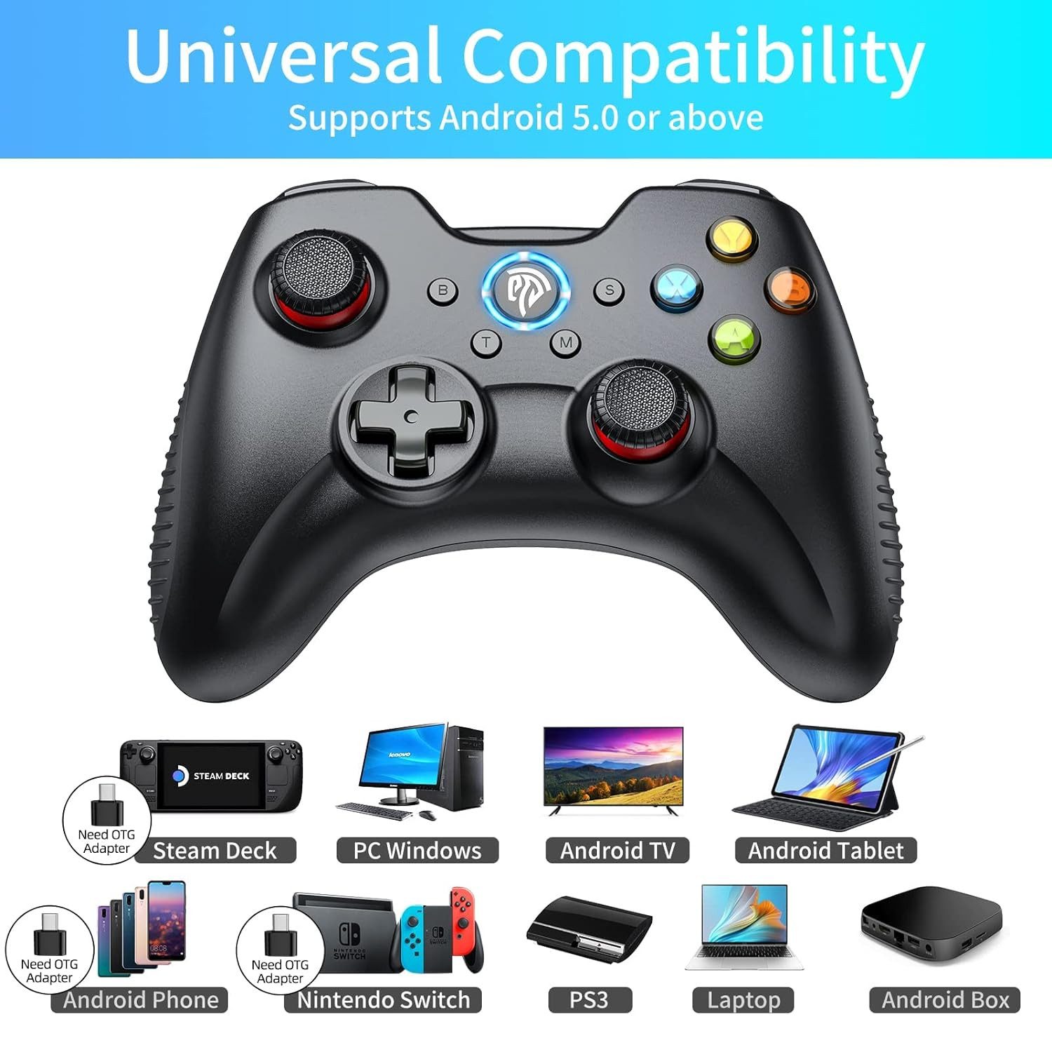 EasySMX PC Controller, 2,4G wireless Gamepad mit Dual Vibration Gamepad