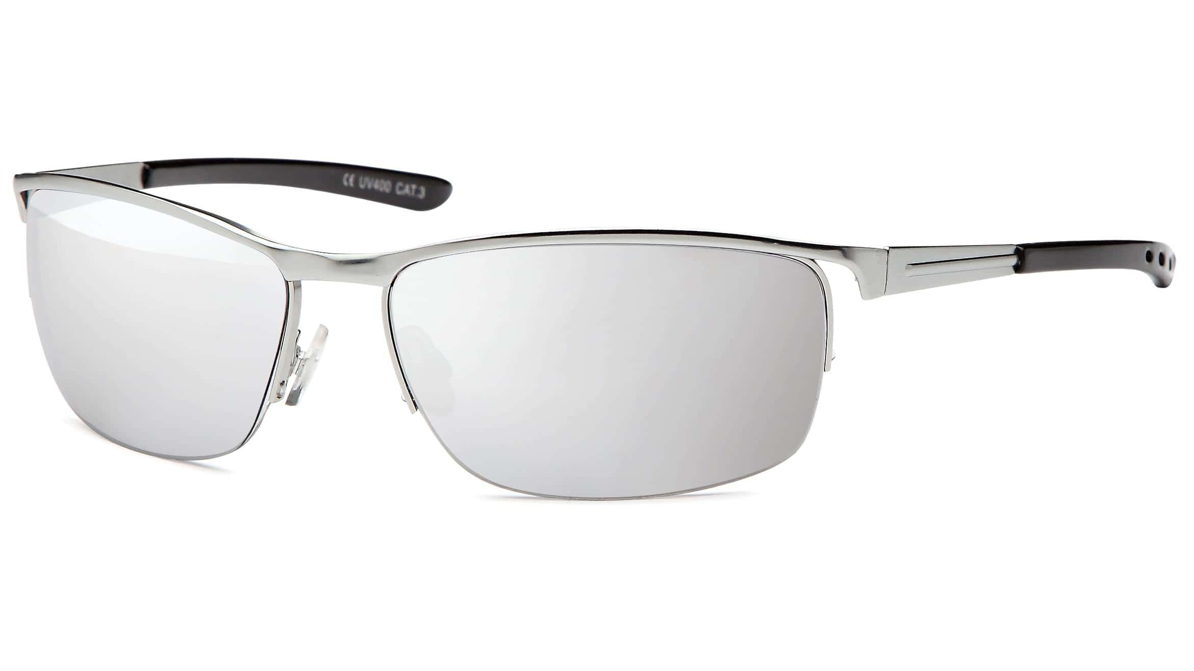 Eyewear Sport Silber/Verspiegelt Sonnen Designer schwarzen Pilotenbrille mit Biker Brille Linsen BEZLIT (1-St) Herren
