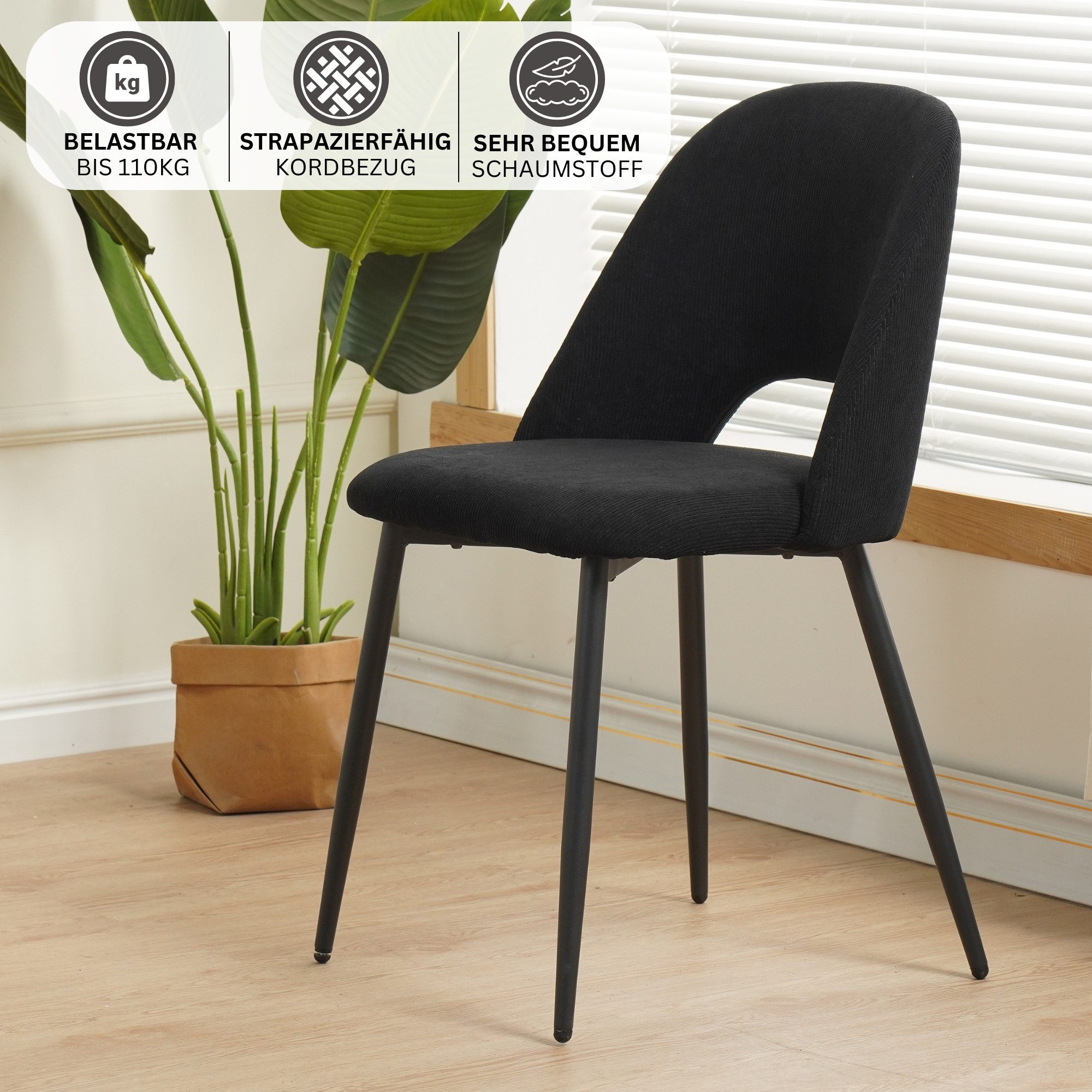 Albatros International Esszimmerstuhl Esszimmerstuhl SILVI Cord 2er Set Sch günstig online kaufen