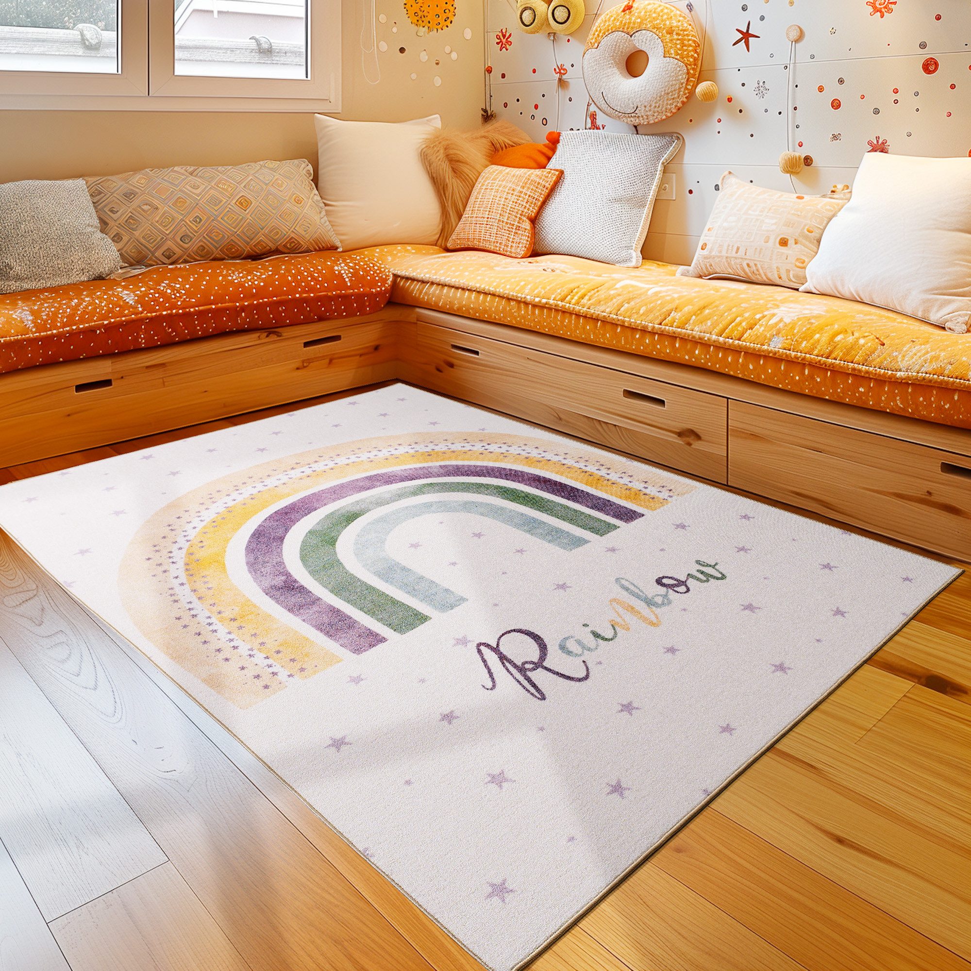 Teppium Teppich Regenbogenmuster, Rechteckig, Höhe: 7 mm, Kinderteppich Reg günstig online kaufen