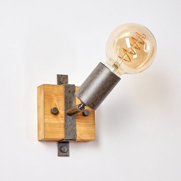 hofstein Wandleuchte »Faro« verstellbare Wandlampe aus Metall/Holz in Grau/Natur, ohne Leuchtmittel, 1xE27 Fassung, Wandspot im Industrial-Design