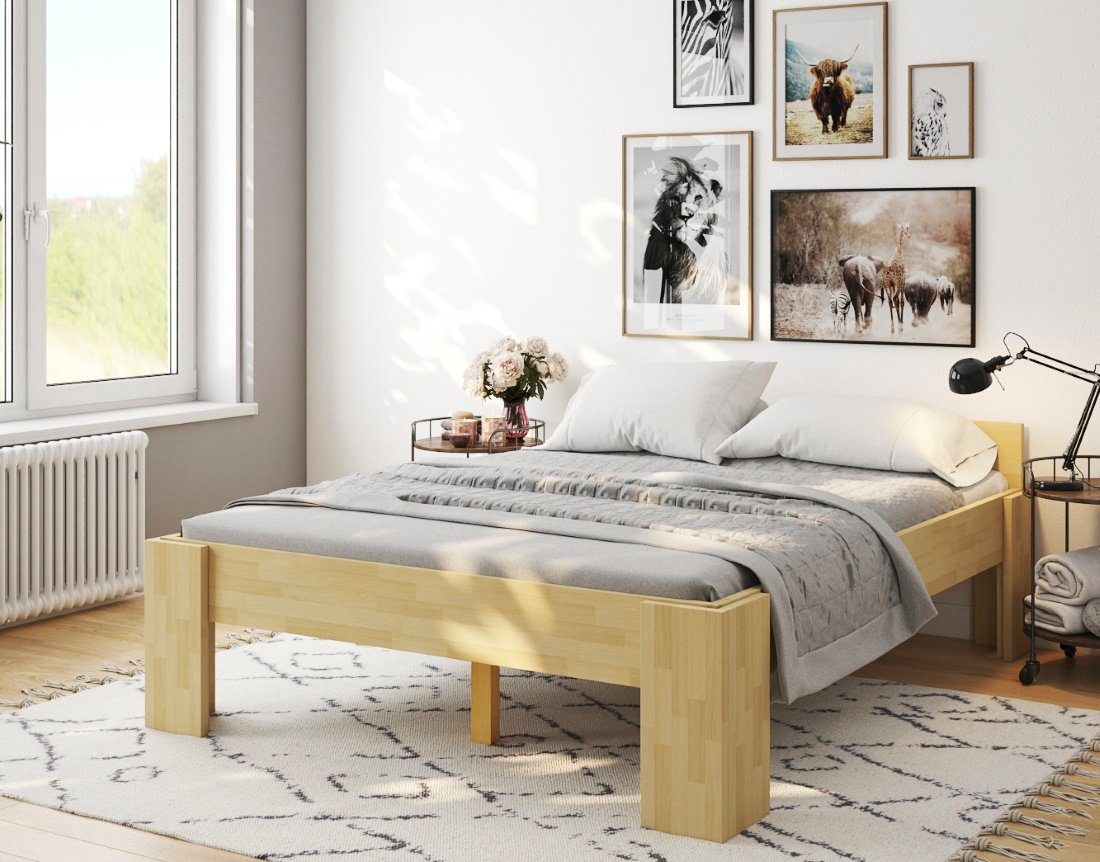 bv-vertrieb Bett Holzbett Doppelbett Komforthöhe Buche Holzbett, Massivholz