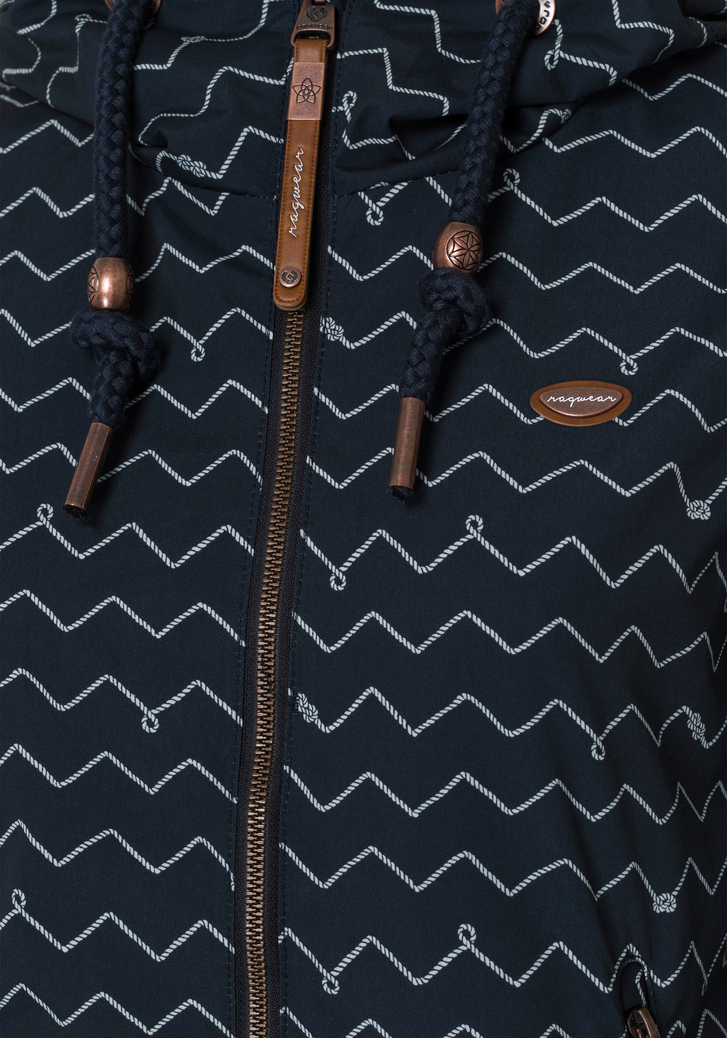 Damen Jacken Ragwear Funktionsjacke NUGGIE A im Zig-Zag-All-Over-Print-Design