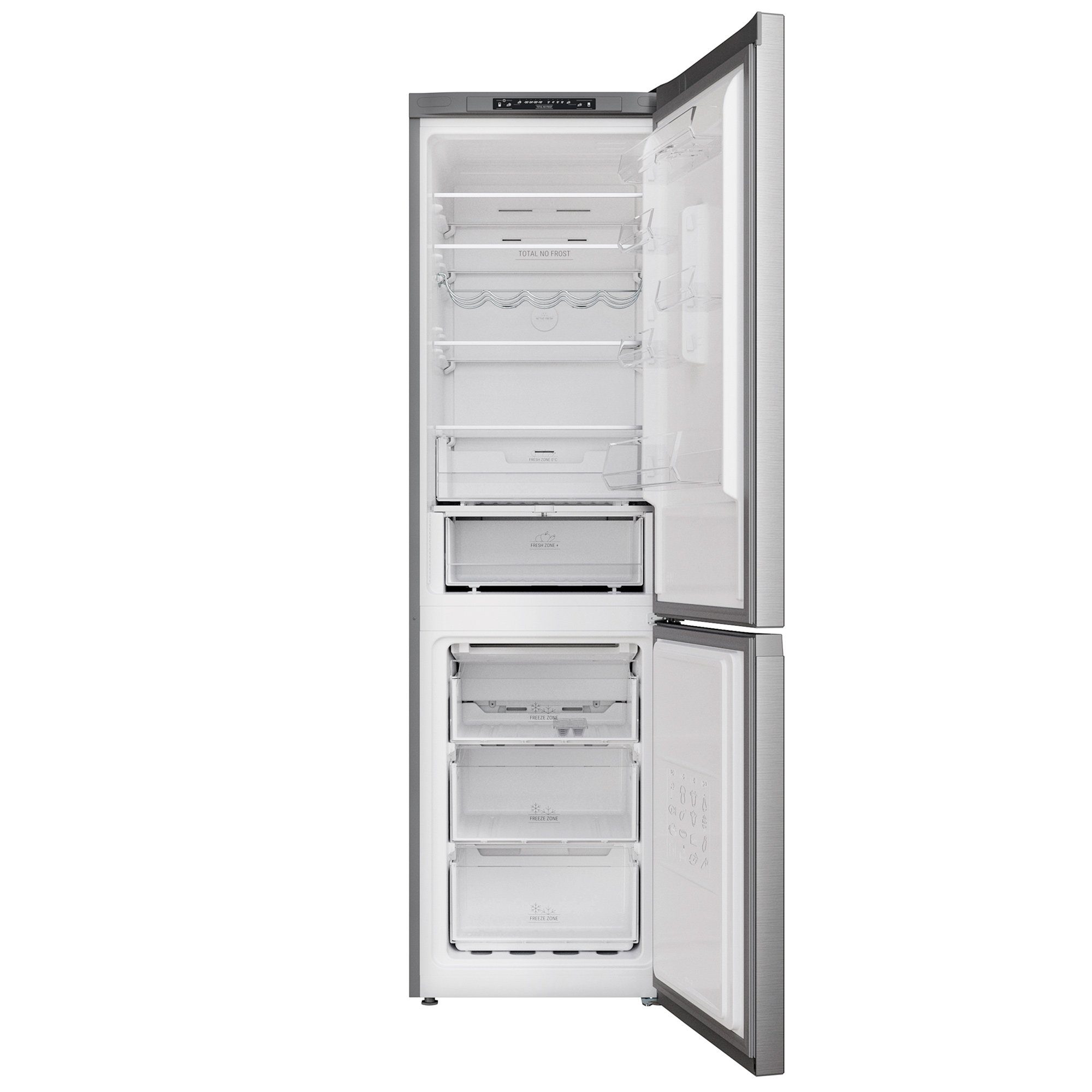 BAUKNECHT Kühl-/Gefrierkombination freistehend KGNF 210C2IN, 202,7 cm hoch, 59,6 cm breit, MultiCoolFlow-System, Total NoFrost, Active Freeze, 367 l, Griffmulde