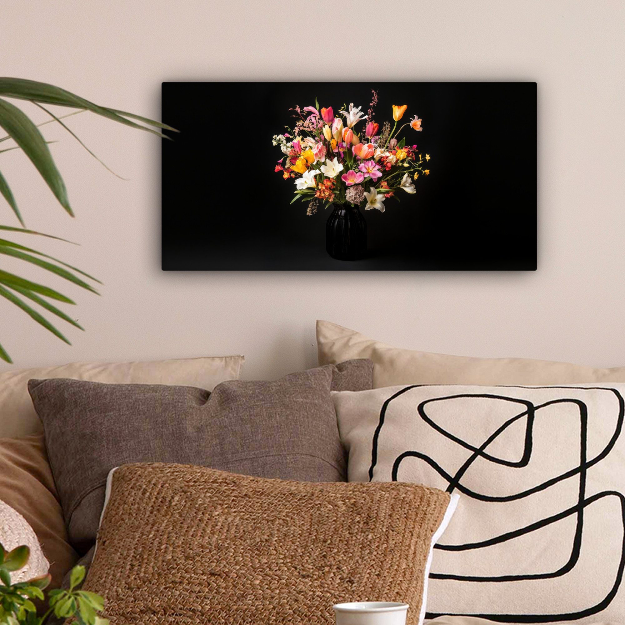 OneMillionCanvasses® Leinwandbild Panorama Vase - Blumen günstig online kaufen