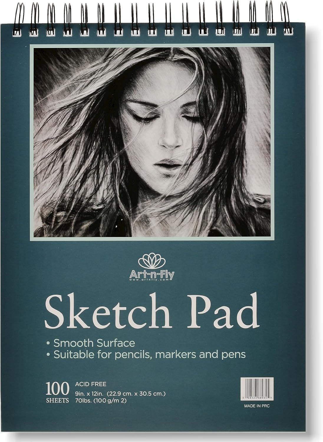 Art-n-Fly Aquarellpapier Zeichenblock A4 mit 100 Blatt, Spiralbindung, glattes Papier
