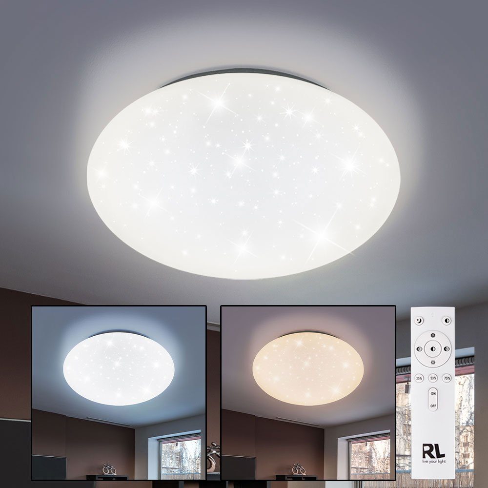 Reality Leuchten LED Deckenleuchte, LED-Leuchtmittel fest verbaut, Kaltweiß, Warmweiß, Neutralweiß, Tageslichtweiß, Farbwechsel, LED Decken Leuchte Sternen Effekt Tageslicht Lampe