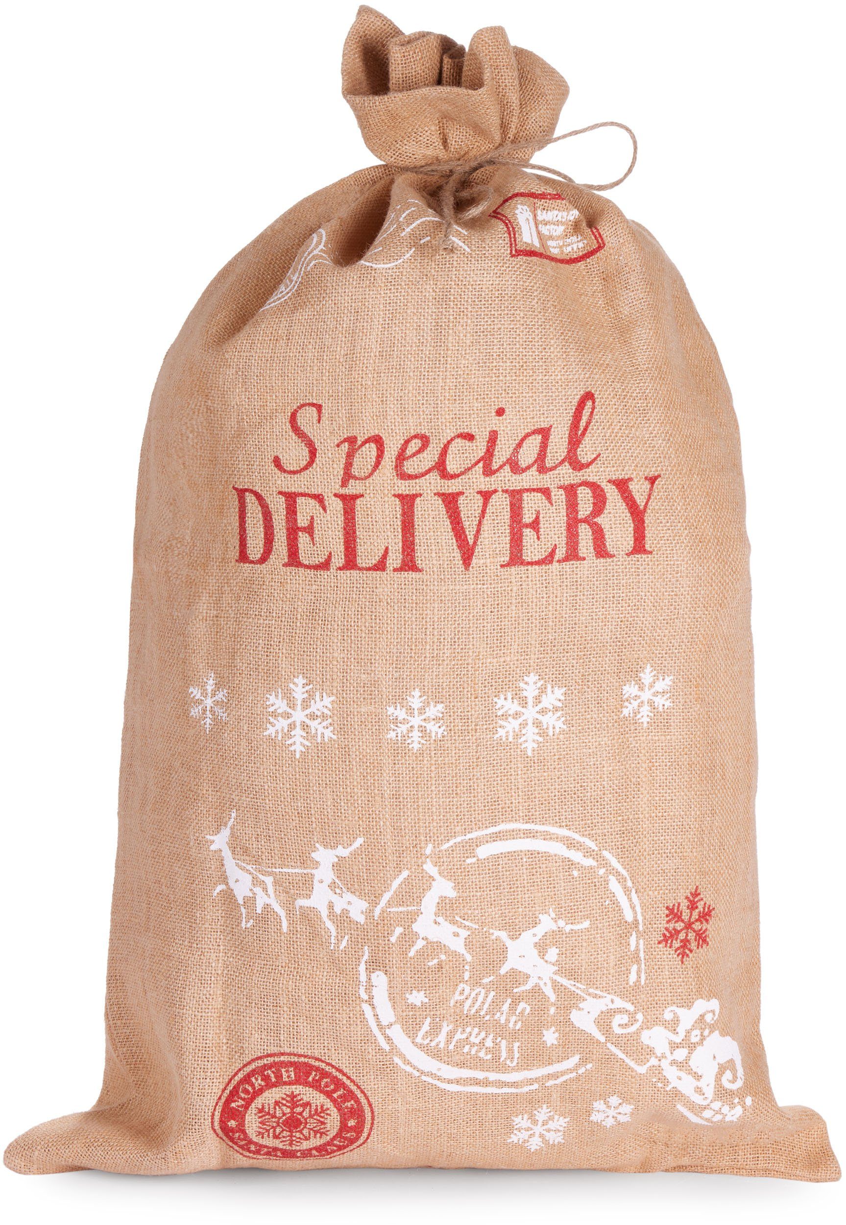 Aufbewahrungstasche Weihnachtssack Special Delivery Weihnachtsmann mit Schlitten