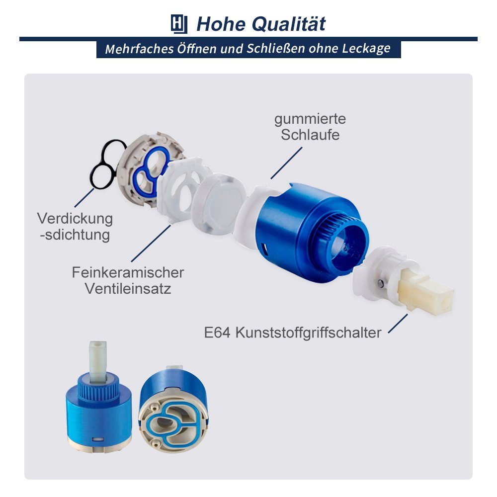 HOMELODY Badarmatur Wasserhahn Bad Wasserfall Hoch Wascbecken Armatur Mischbatterie Bad Waschtischarmatur Waschbeckenarmatur Armatur, chrom, Hoch – Bild 5 von 5