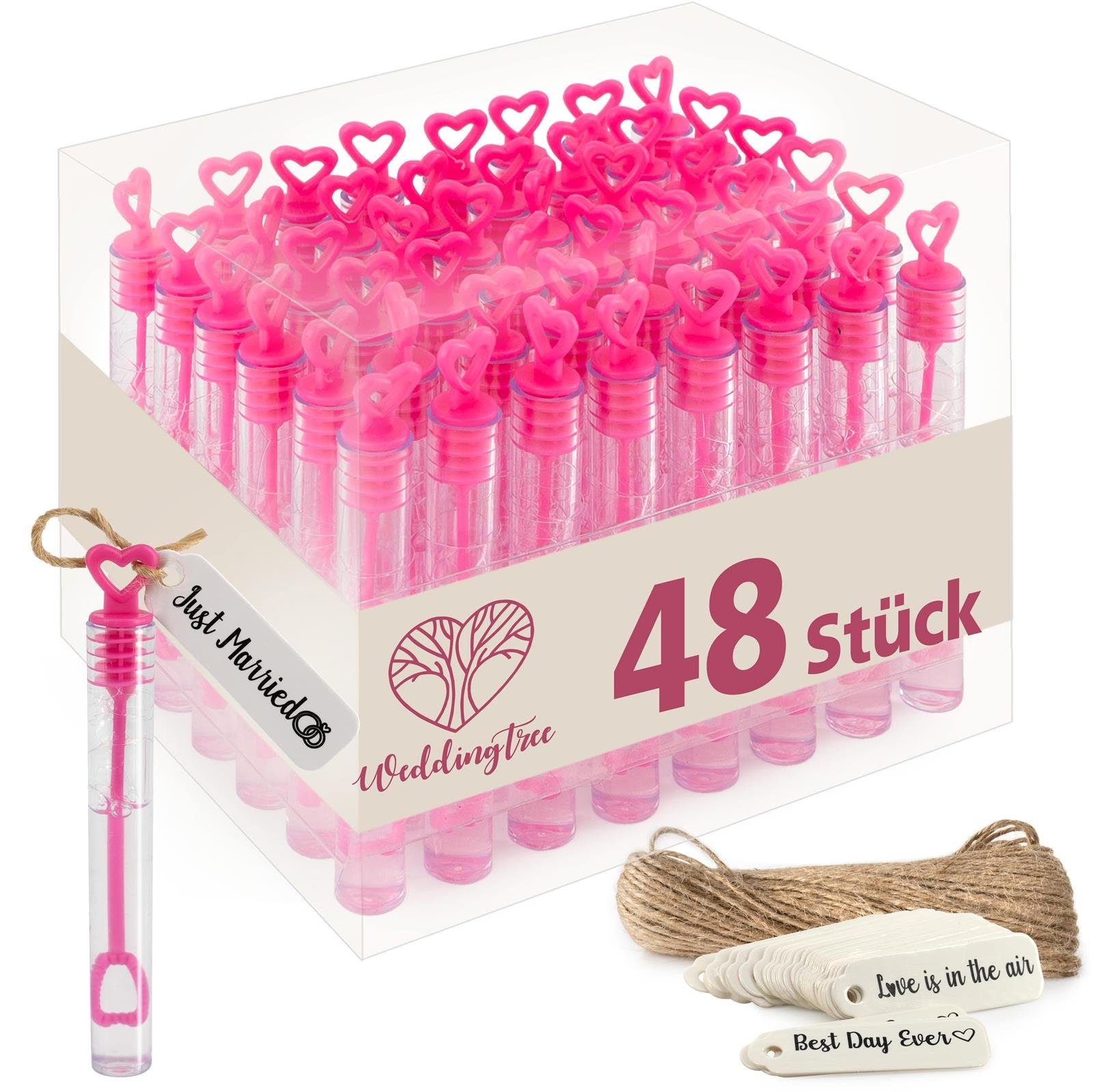 WeddingTree Мыльные пузыриstab WeddingTree 48-teiliges Мыльные пузыри Set für Hochzeit in PINK