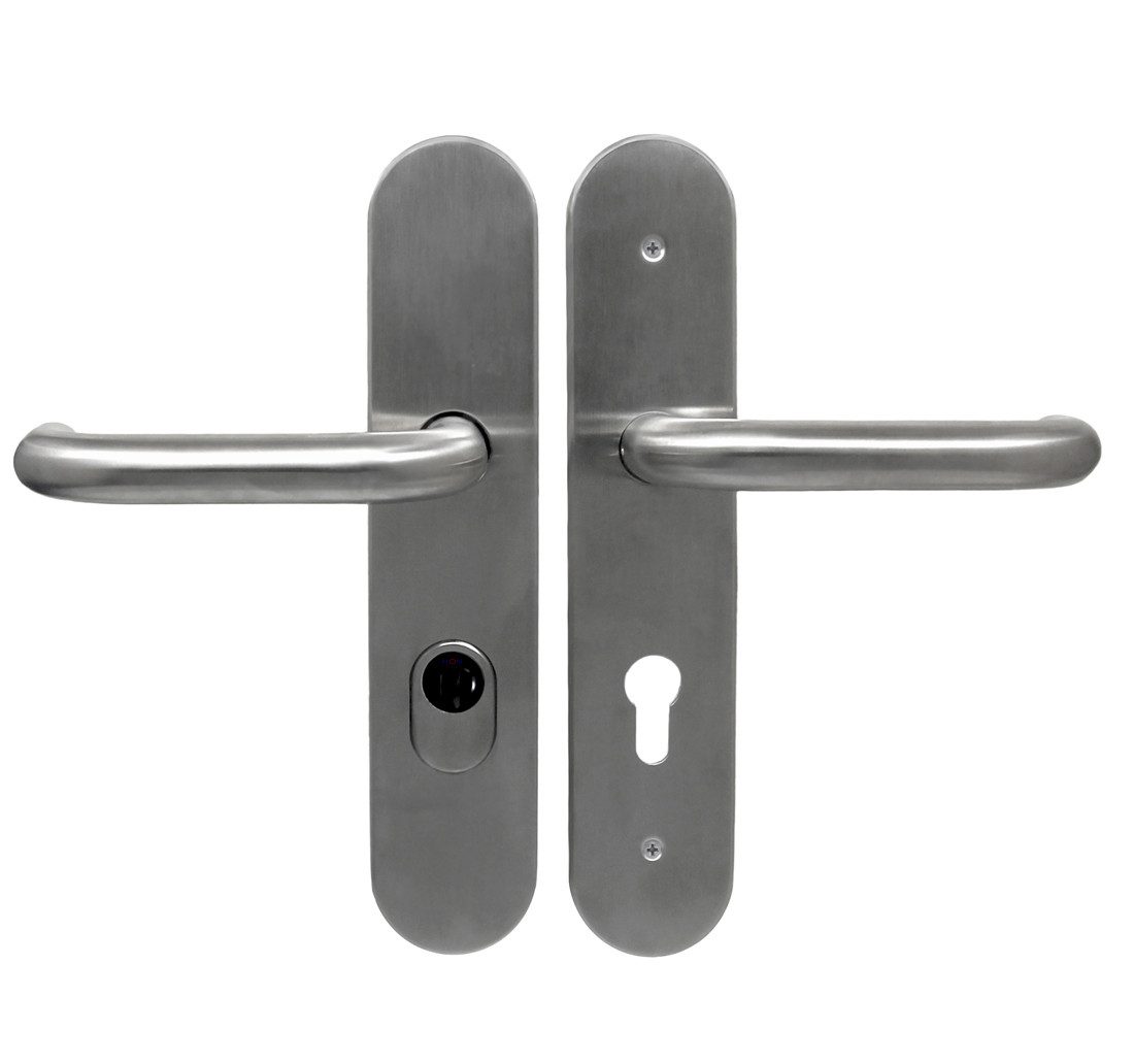 Türbeschlag Wohnungstür Schutzbeschlag 1586 U-Form WE-72mm ES1 Dr/Dr, Stahleinlage im Innen- und Außenschild