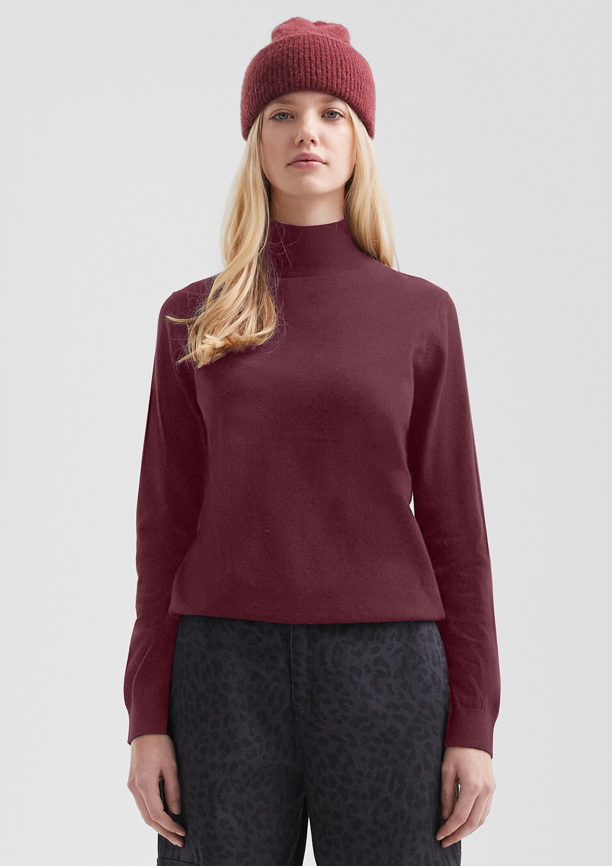 QS Longpullover Strickpullover Pullover mit Stehkragen aus Viskosemix