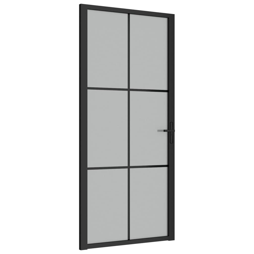vidaXL Zimmertür 93 x 2015 cm Innentür 93x201,5 cm Schwarz Mattglas und Aluminium Zimme