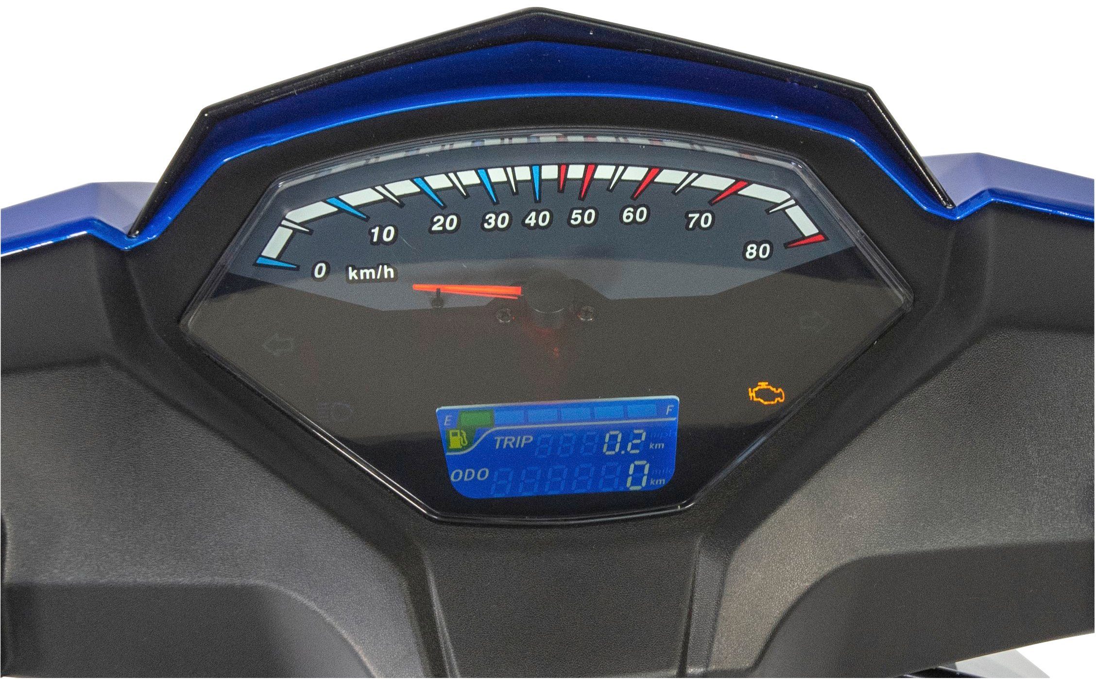 GT UNION ccm, 25 Sonic mit km/h, 5, (Komplett-Set, Topcase), 2 Euro Mofaroller 50 X blau, Topcase blau tlg., inkl. 50-25