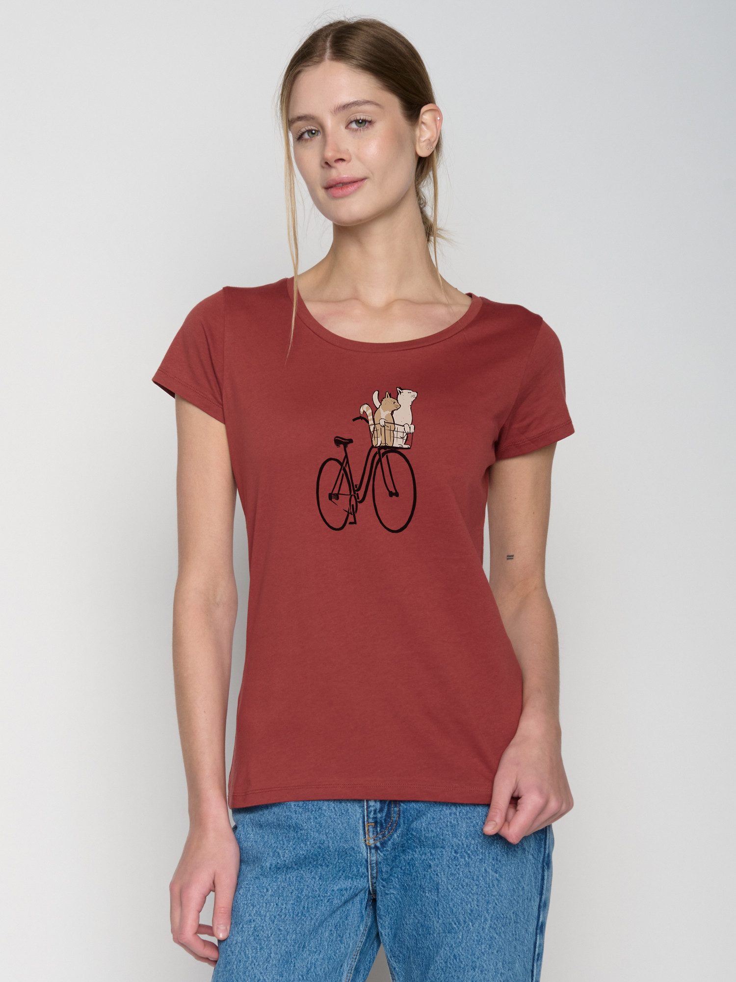 GreenBomb T-Shirt Loves Bike Cats Basket Motiv Fahrrad (1-tlg., 1)