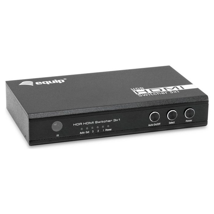 DIGITAL DATA Equip Switch 3x1 HDMI 2.0 4K/60Hz schwarz inkl.Fernbedienung Netzwerk-Switch