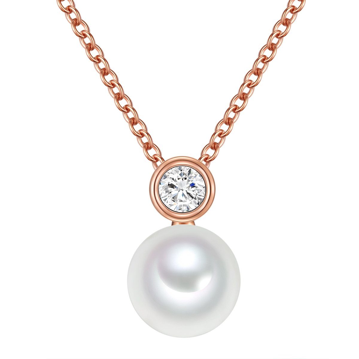 Valero Pearls Silberkette roségold, mit Süßwasser-Zuchtperlen