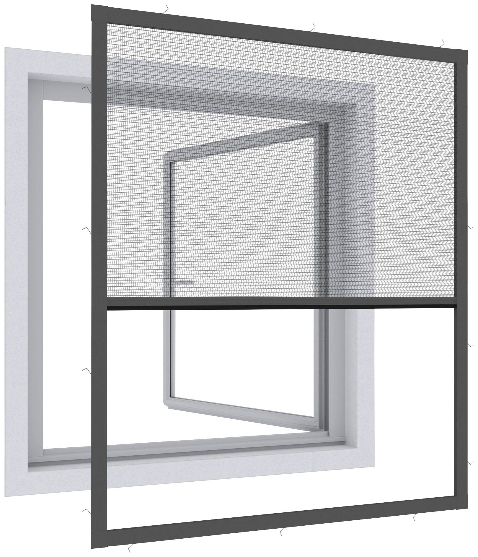 Windhager Insektenschutzplissee Ultra Flat für Fenster, Fliegengitter ohne Bohren, halbtransparent, ohne Bohren, verspannt, Moskitonetz Plissee 130 x 150 cm, erhältlich in anthrazit oder weiß