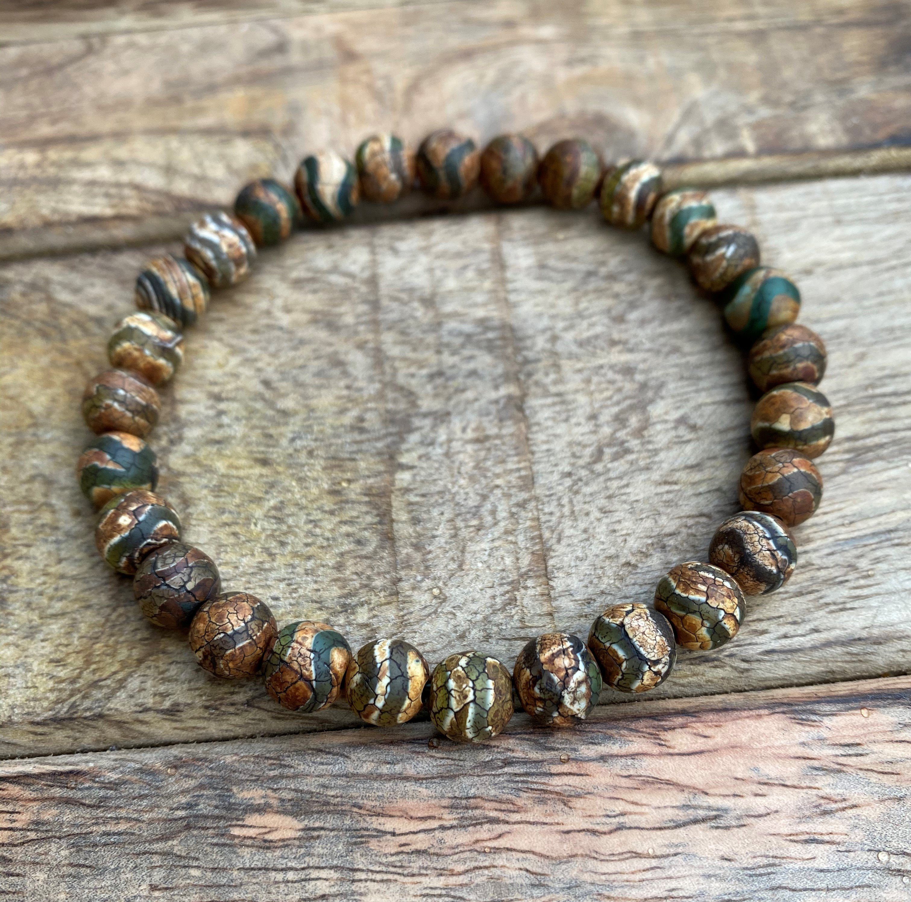 NAHLE Perlenarmband Naturstein Tibet Achat Armband (1-tlg), elastisches Ban günstig online kaufen