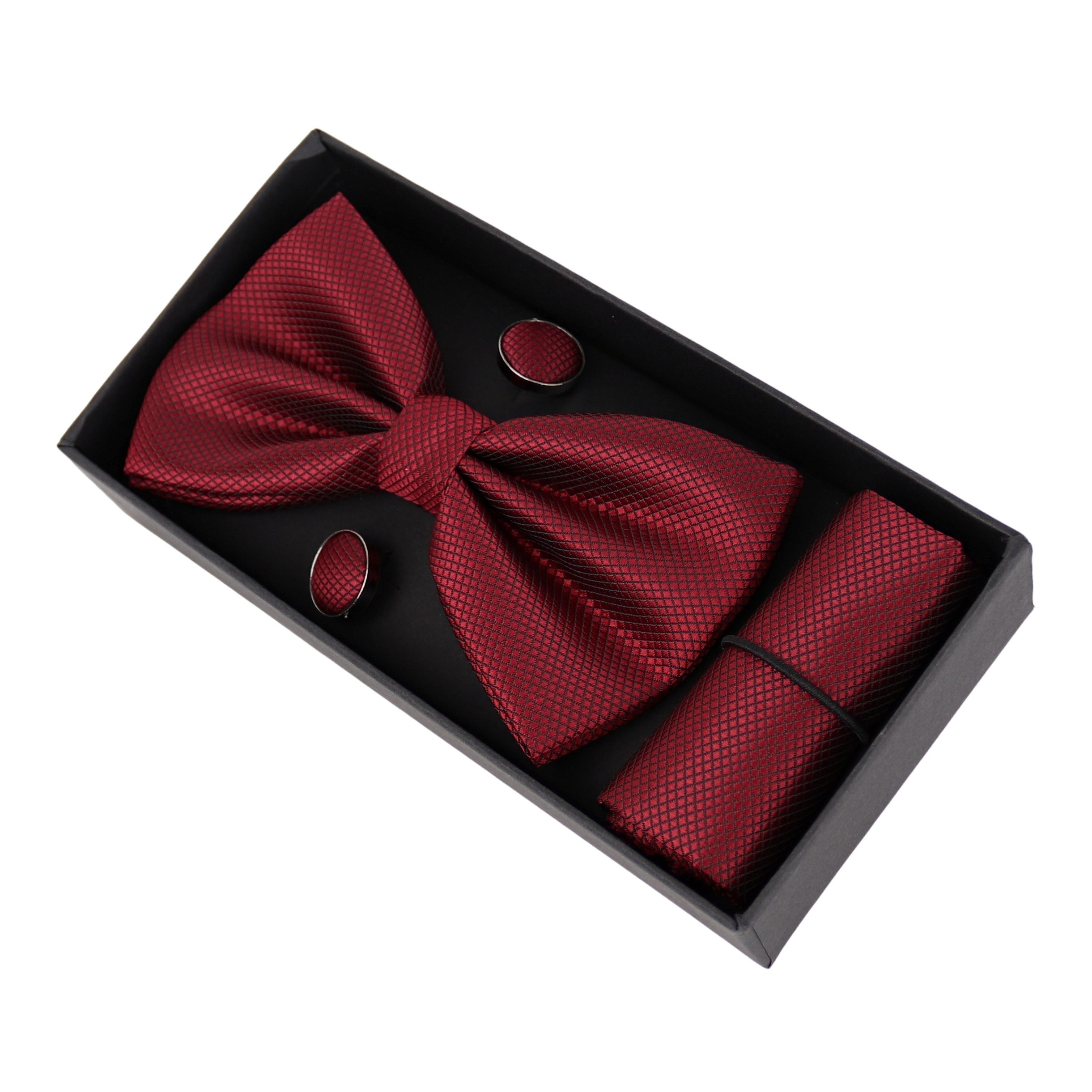 MIRROSI Fliege Herren Set (inkl. 1x Einstecktuch, 1 Paar Manschettenknöpfen) (Hochwertige Verarbeitung und viele Details) Herrenfliege inkl Geschenkbox