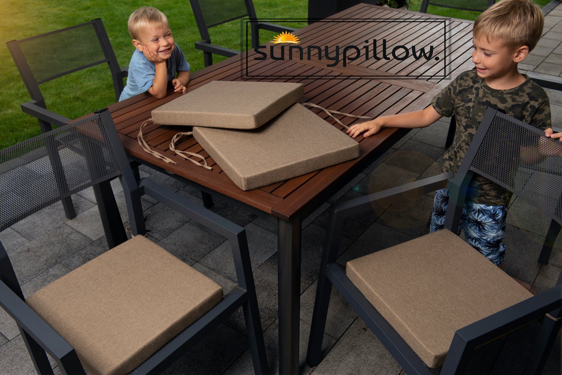 sunnypillow Stuhlkissen 4er Set Kissen 40 x 40 x 5 cm, Sitzkissen Sitzauflage für Stühle, Bänke