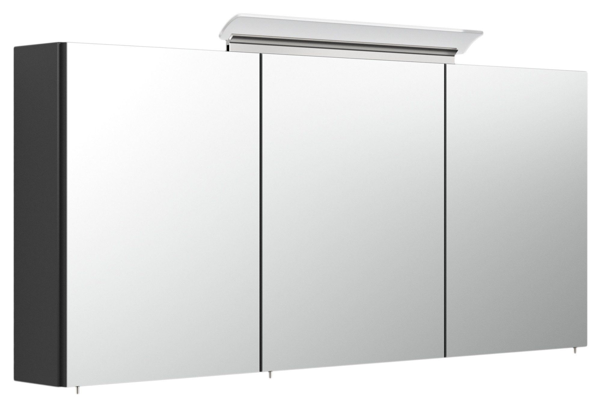 Magnolia Home Badezimmerspiegelschrank Spiegelschrank 140cm inkl. Design LED-Lampe und Glasböden schwarz