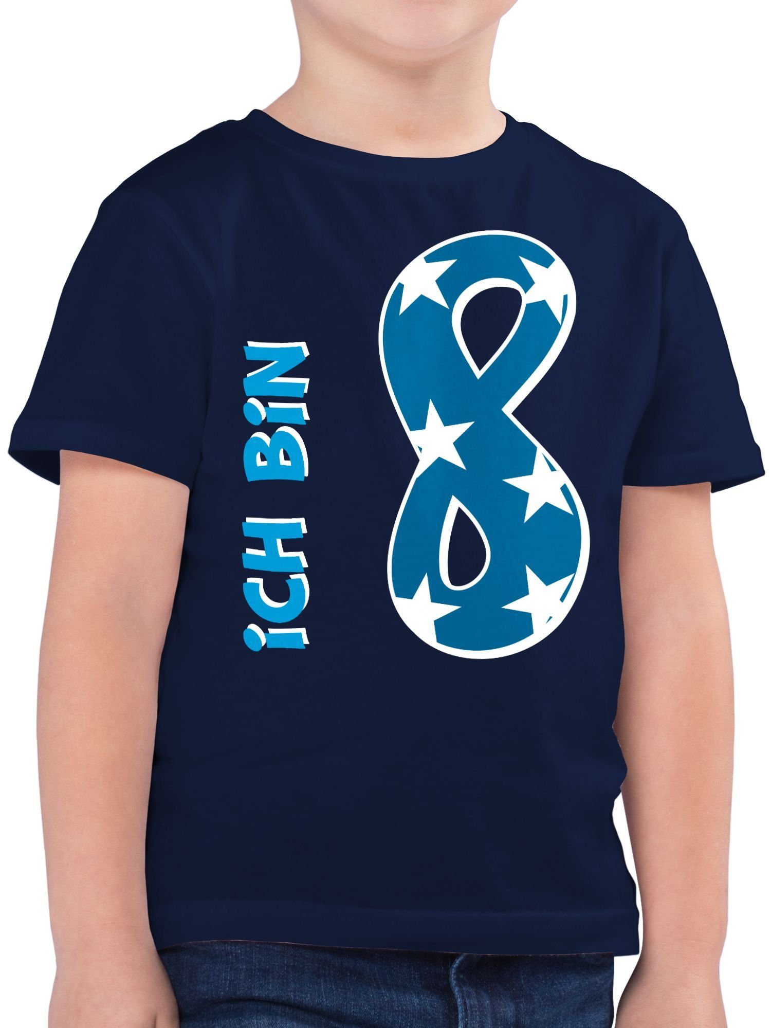 T-Shirt Ich bin acht Blau Junge