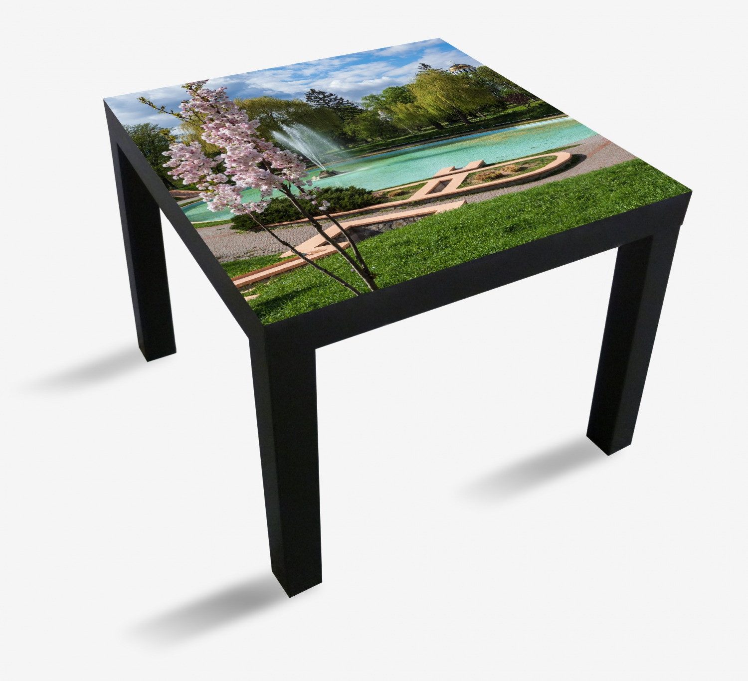 Wallario Tischplatte Frühling im Stadtpark (1 St), für Ikea Lack Tisch geeignet