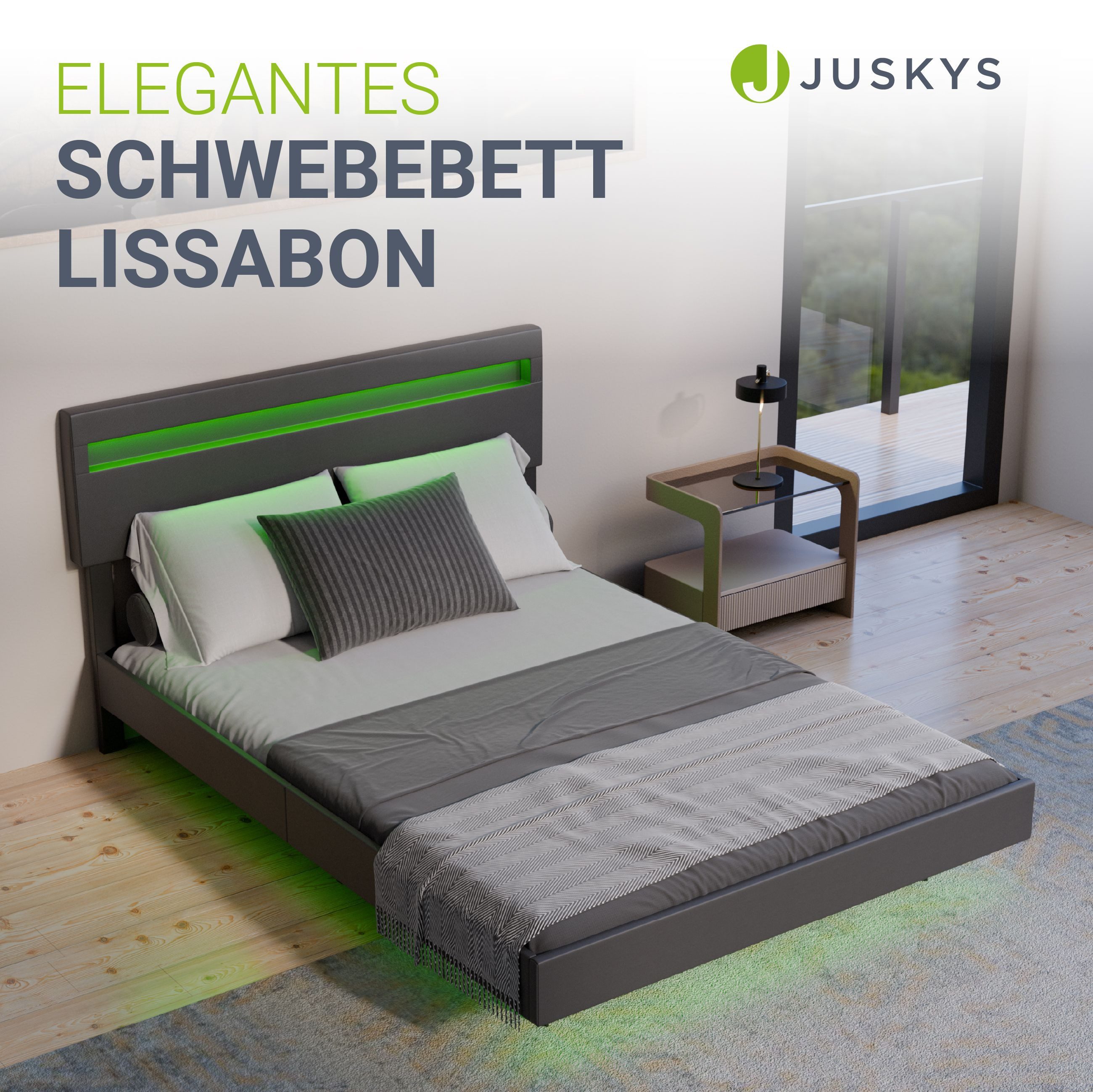 Juskys Polsterbett Lissabon, LED-Beleuchtung, Matratze, verstellbares günstig online kaufen