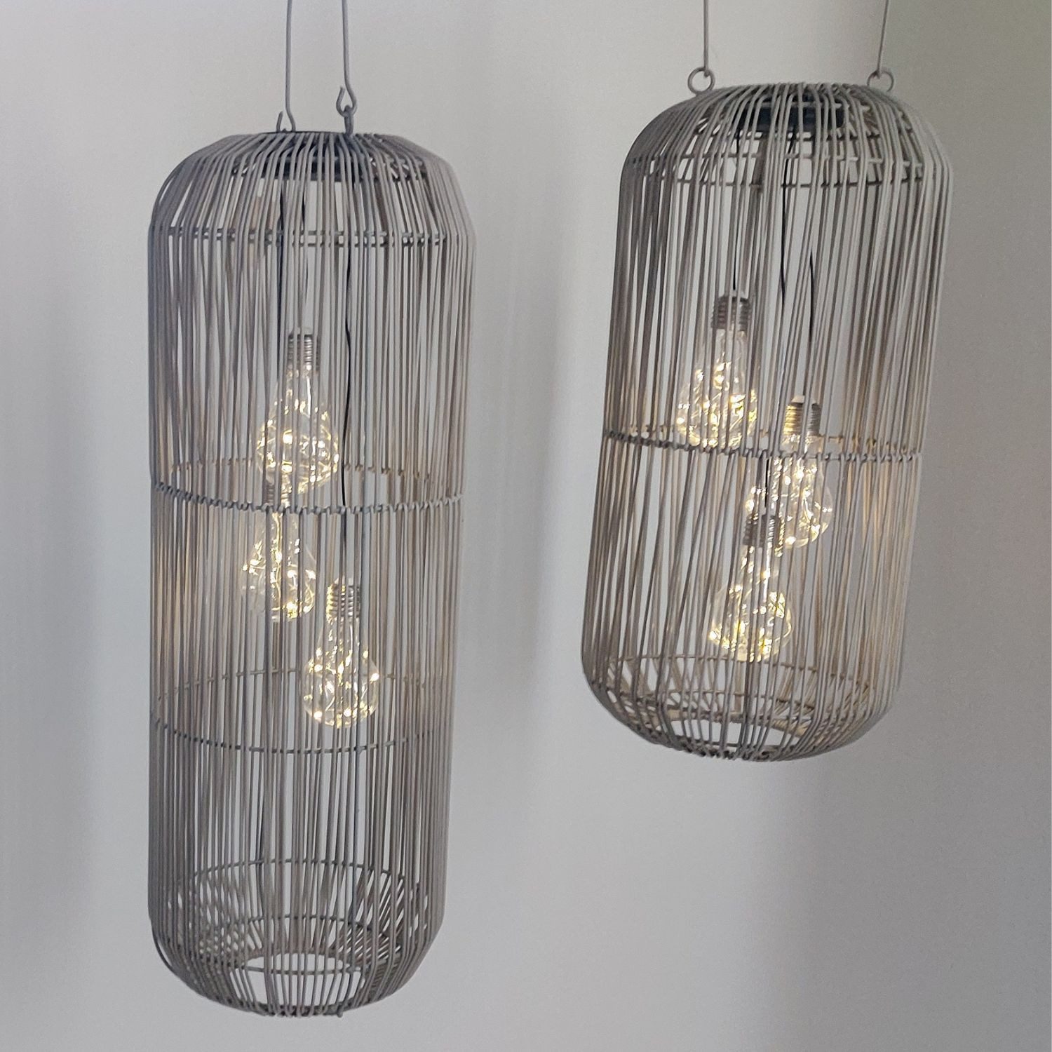 formano LED Tischleuchte Rattan-Optik, LED, Solarbetrieben, Grau, Bänder, H: 60cm