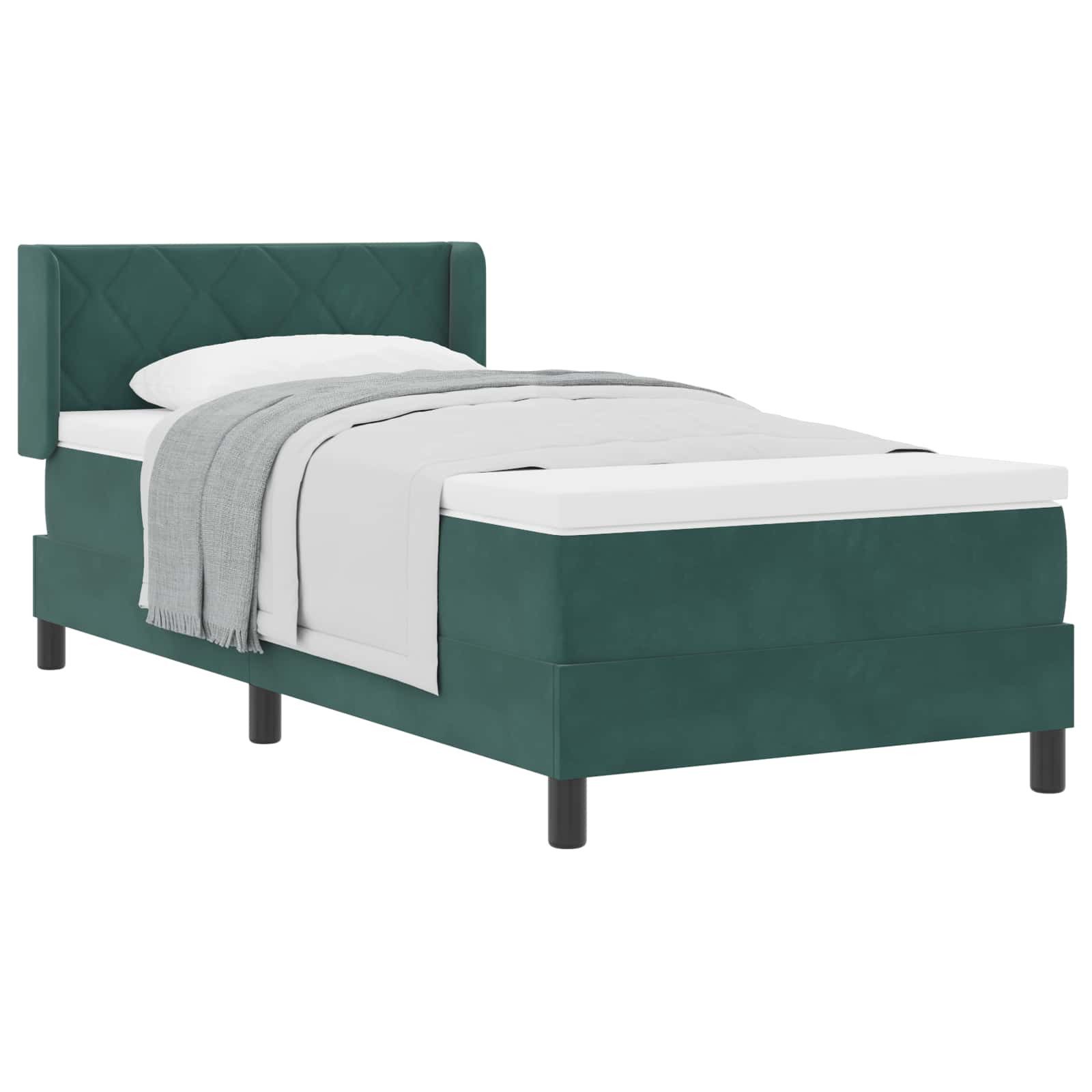 Bett Boxspringbett mit Kopfteil Dunkelgrün 200 x 90 cm Samt