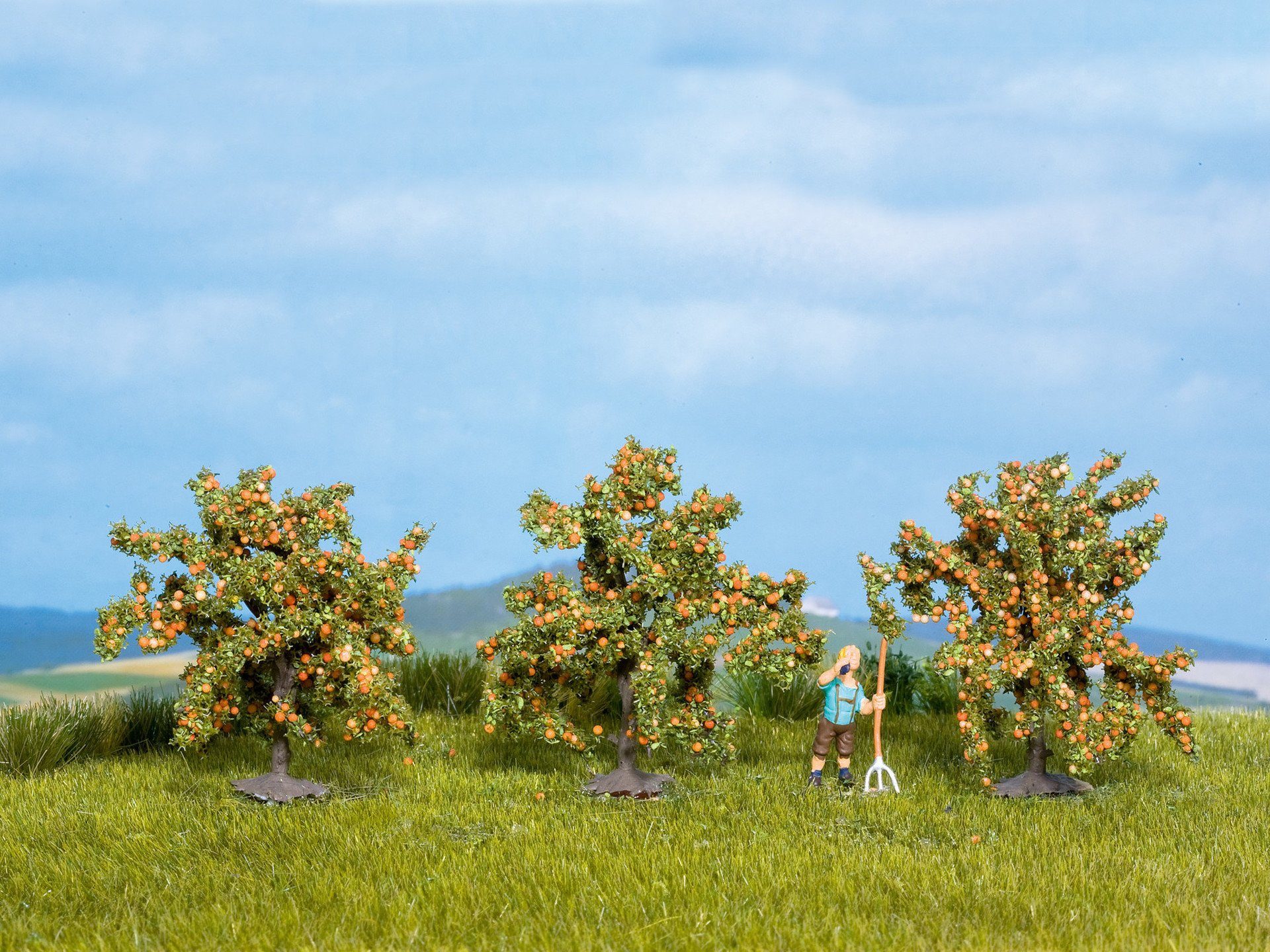 Dekobaum Orangenbäume, Modellbau Obstbäume, 3 Stück je 4 cm