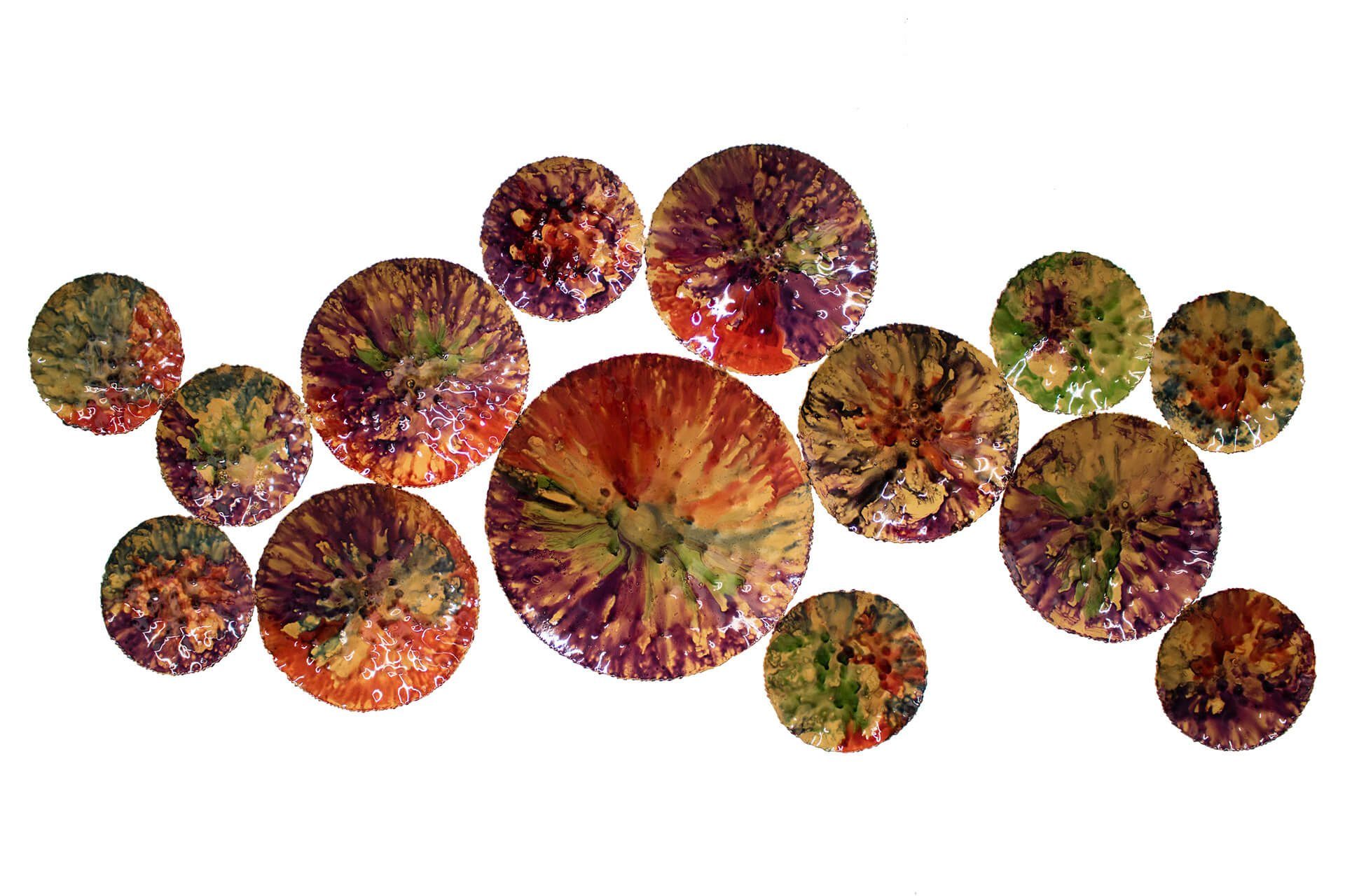 KUNSTLOFT Wanddekoobjekt Verschiedene Welten 123x55x5 cm, handgefertigte Wanddeko Metall