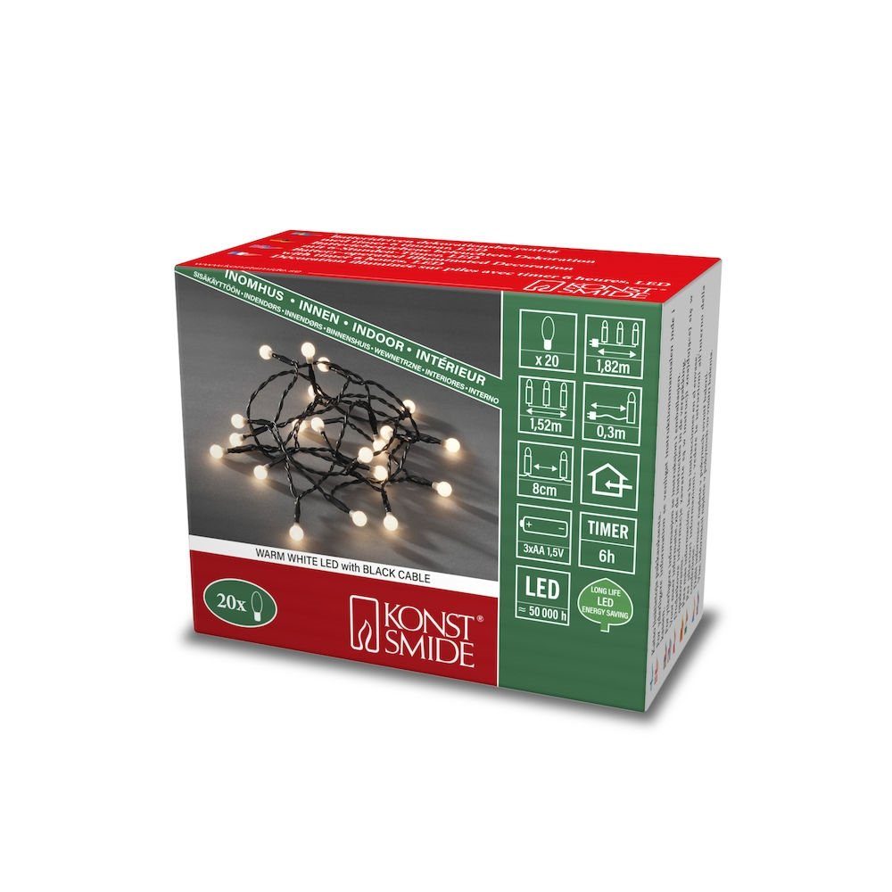 KONSTSMIDE Lichterkette LED Globelichterkette, runde Dioden, 6h Timer