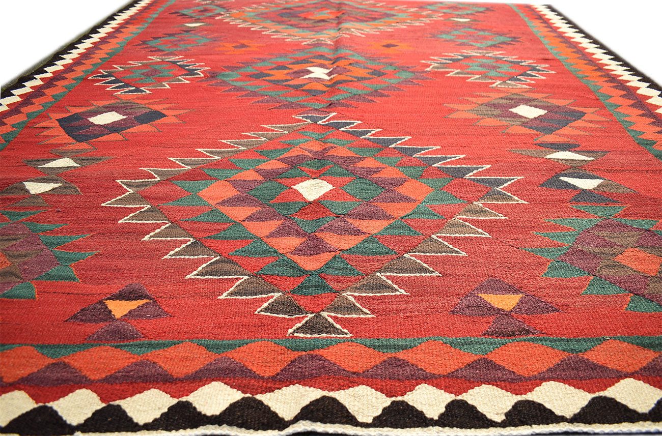 KUHFELL online & NOMAD Orientteppich Vintage Nomaden Teppich Kelim Läufer 347 x 178 cm, 100% Wolle, Handgewebt, Pflanzliche Farben