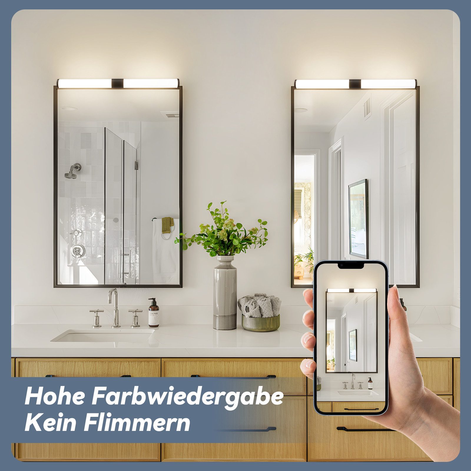 Glitzerlife Spiegelleuchte Weiß LED Spiegelleuchte - 40CM 6W Badlampe Wand Klemmbar IP44 Wasserdicht 4000K Neutralweiß Moderne Badlampe Für Badschrank Keller Küche_voghion.com