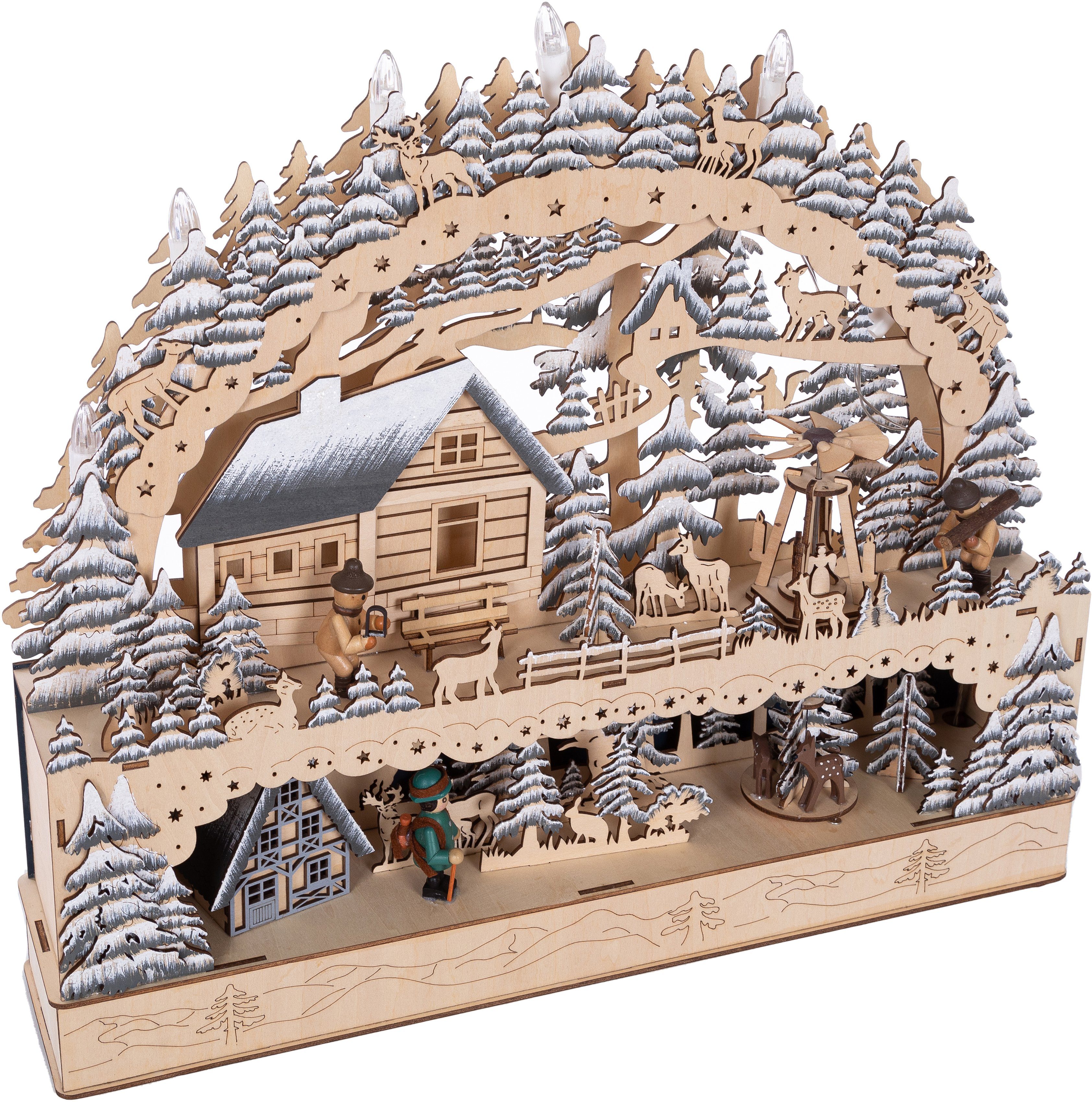 Home affaire LED Schwibbogen mit 47 Weihnachtsdeko LED (1-tlg), aus Höhe Beleuchtung, Holz, ca. cm