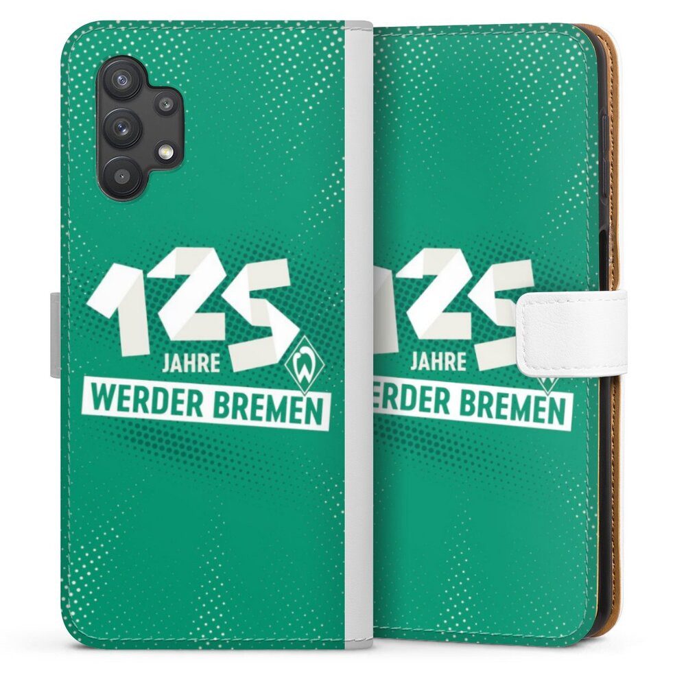 DeinDesign Handyhülle 125 Jahre Werder Bremen Offizielles Lizenzprodukt, Samsung Galaxy A32 5G Hülle Handy Flip Case Wallet Cover