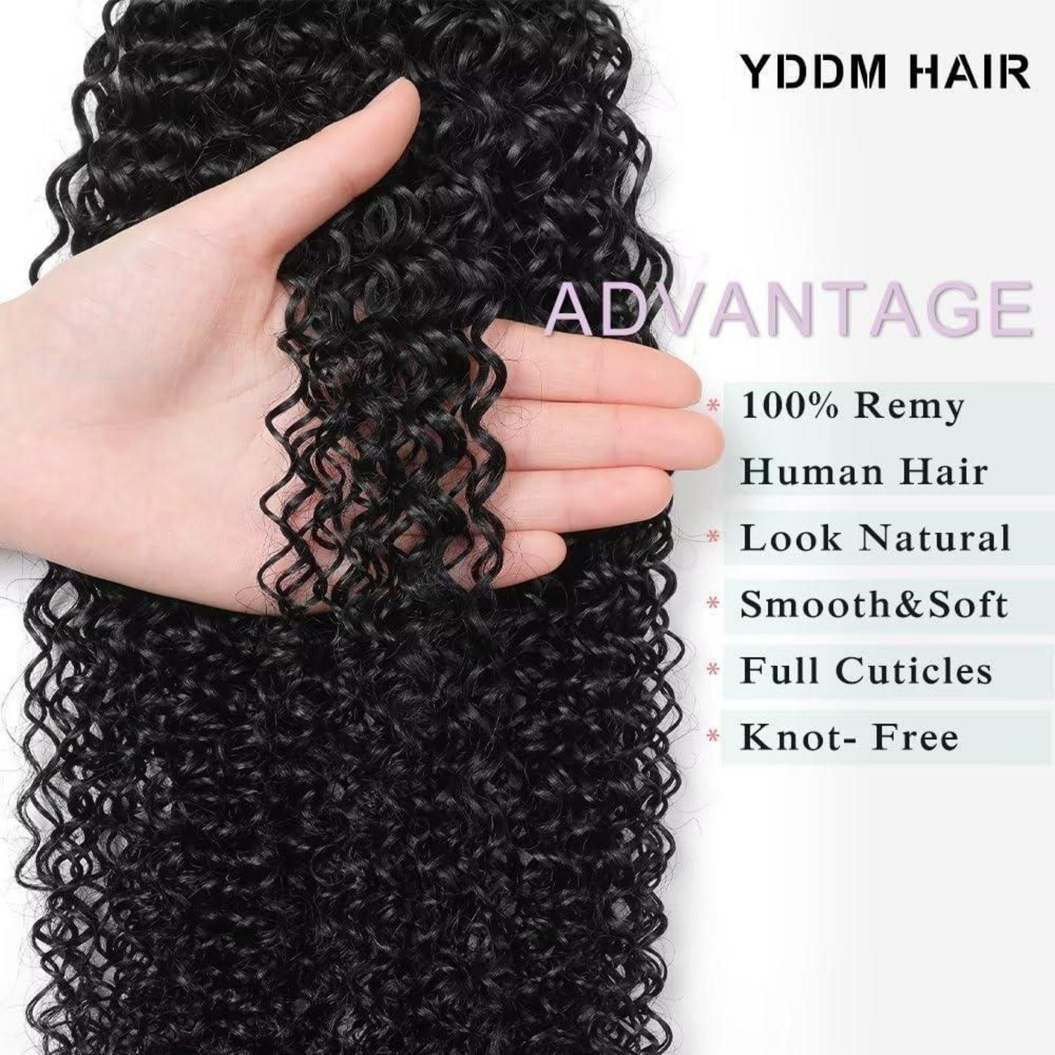 LuxusKollektion Echthaar-Extension Tape Extensions Echthaar Kinky Curly 1B# 24zoll-61cm(20er Pack)